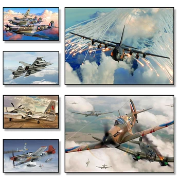 Karinių oro pajėgų naikintuvas Reaktyvinis lėktuvnešis Lėktuvnešio plakatai Drobė Tapyba Sienų meno paveikslėliai ir atspaudai Namų dekoras Cuadros