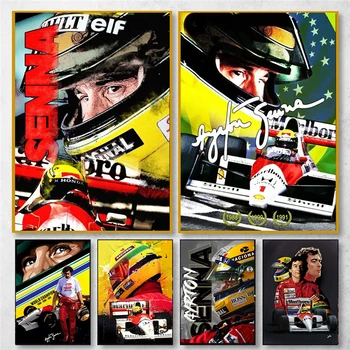 Ayrton Senna Plakatas F1 Formulė Mclaren Pasaulio čempionas Plakatų dekoravimo menas Dekoro tapyba Namų dekoras Baras Kambarys Sienų drobė