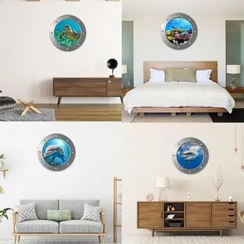 Sealife Shark Fish Home Decor Cartoon Animals Decals 3D PVC Mural ArtSubmarine Sienų lipdukai vaikams Kambariai Vonios kambarys Namų dekoras