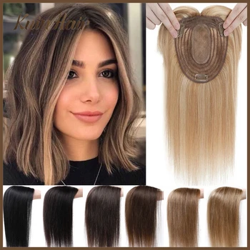 Silk Top Base Women Topper Hair Women Wigs Clip In Real Human Hair Hairpiece Human Hair Extension Thin Breathable Women Toupper