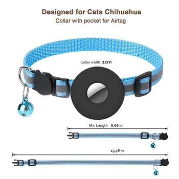 The Cat Nylon for Dark Fits Reflective Tracker Collar in Glow Holder Protective Airtag Pet Waterproof Dog