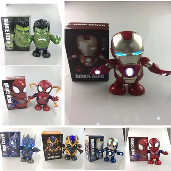 19cm Geležinio žmogaus šokio figūros Dainuoja garsą Vedė Spiderman Keršytojai Ironman Super Heros Robotas Veiksmo Anime figūrėlė Kūdikio dovanos