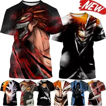 Grim Reaper Bleach Kurosaki Ichigo 3D Print marškinėliai Vyrai Moterys trumpomis rankovėmis Marškinėliai Harajuku Fashion Streetwear marškinėliai