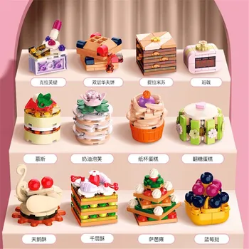 JAKI NAUJAS Kūrybiškumas Desertas Kaladėlės Tortas Maisto modeliavimo modelis Desertas Mielas stalo dekoravimo modelis Statybiniai blokai Žaislų vaikams dovana