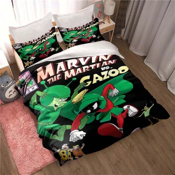 Marvin Marso animacinių filmų spausdinimo patalynės komplektas Suaugusiųjų vaikų miegamojo antklodės užvalkalas viengulė dvigulė lova Karalienės dydžio lovatiesės dovana