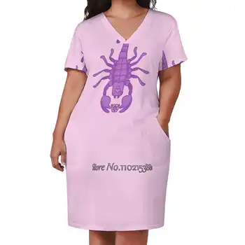 Sweet Scorpion Sexy V-Neck Dress Fashion Casual Printed Aukštos kokybės sijonas trumpomis rankovėmis 5Xl Creepy Crawly Creepy Bug Insect