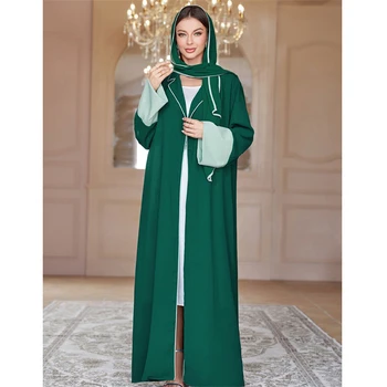 Marocain Abaya Moterys musulmonės hidžabo suknelė Dubajus Turkija Kaftan Kimono kardiganas arabiškas chalatas Islamo Maxi paltas Apranga Ramadano chalatas