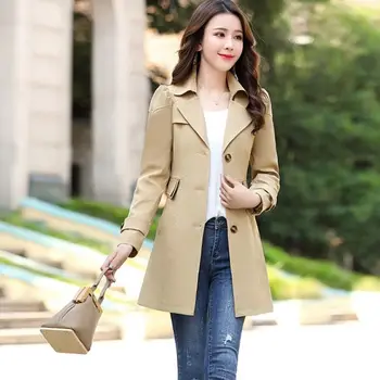 Windbreaker Women's Versatile 2023 Pavasario rudens nauji mados drabužiai Korėjietiškas švarkas Tranšėjos paltas moterims Oversize Moteriškas paltas