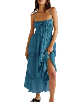 2023 Summer Floral Print V-Neck Bohemian Maxi suknelė Elegantiška pakopinė paplūdimio vakarėlio sundress
