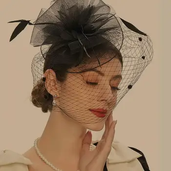 Fascinator skrybėlė Tinklelis Didelė gėlė Retro Elegantiškas Foto rekvizitas Plaukų aksesuaras Moterų vestuvių kokteilis Arbata Vakarėlis Vestuvių kepurė
