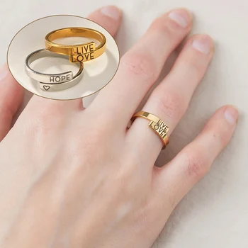 Graviruotas vardas Piršto žiedas Personalizuotas individualizuotas individualus žiedas moteriai Vyro sužadėtuvės Vestuvės Nerūdijančio plieno papuošalai Valentino diena