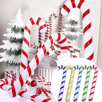 2vnt Vakarėlių aksesuarai Pripučiamos kalėdinės cukranendrės Kūrybingos vaikų dovanos Vaikščiojimo lazda Balionas Xmas Eglutė Papuošalai 90cm