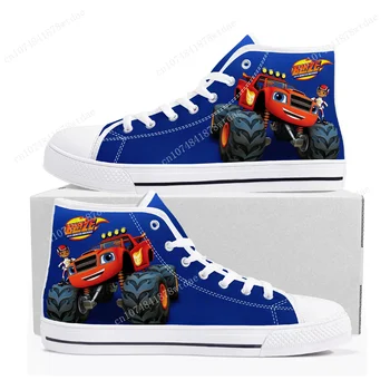 Blaze And The Monster Machines High Top Sneakers Mens Womens Teenager High Quality Canvas Sneaker Comics Couple Customized Shoes