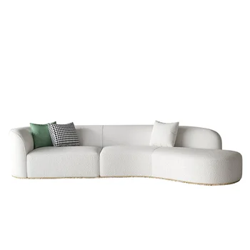 namų sofos komplektas baldų kušetės prabangi svetainė minimalistinė balta šiaurietiška moderni boucle sofos audiniai pusiau apvalūs 