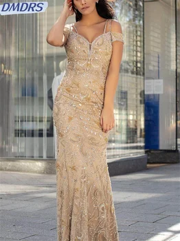 Seksuali nuotakos suknelė trumpomis rankovėmis 2024 Elegantiška prom suknelė Romantiška grindų ilgio vakarinė suknelė Vestidos De Novia