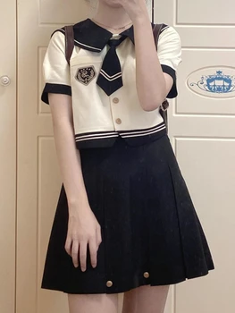 HOUZHOU Kawaii Preppy stilius Plisuotas sijonas Moterys Japonų studentų apranga High Street Black Mini sijonas Jk Uniforma Vasaros mada