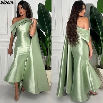Bloom Green Prom suknelės Mada Bateall apvalkalas Įžymybių sulankstymas Aptrauktas satino proga Vakarinė suknelė vestidos prom 2024