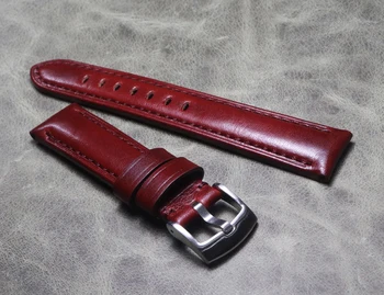 20mm 22mm Prabangus Bordo rankų darbo storas cowhide odinis laikrodis Vintage Derma apyrankė Madinga riešo dirželio aksesuarai