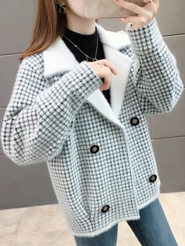 Moteriški drabužiai 2023 Nauja striukė Rudens žiemos pledas Laisvalaikio paltai ilgomis rankovėmis Viršutiniai paltai Korėjos mados vandeniui atspari audinės moteriška striukė