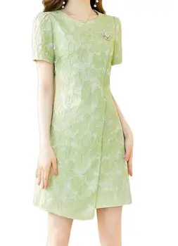2023 Moteriški drabužiai Nauja žakardo audinio juosmens suknelė