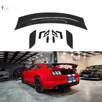 Aukštos kokybės anglies pluoštas GT500 stiliaus galinio spoilerio sparno bagažinės sparnų skirstytuvas Aukšto sparno spoileris, skirtas Ford Mustang 2015-2021