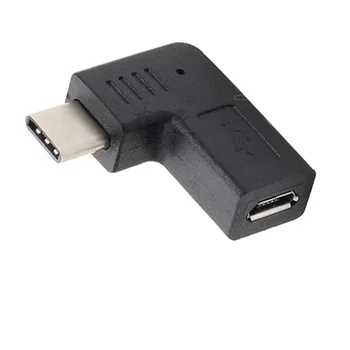 Mikro USB adapteris, moteriškas į vyrišką C tipo, 90 laipsnių į moterišką USB keitiklį, mobiliųjų duomenų sinchronizavimo apkrova