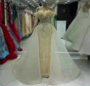 Lengvas šampanas 2024 Tinkinkite elegantiškas arabiškas vakarines sukneles ilgomis rankovėmis Oficiali moterų vakarėlio suknelė Arabiška Abendkleider Prom suknelė