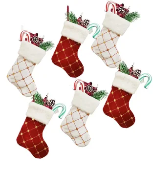 2023 Naujos auksinės blizgučių kojinės Kalėdinės dekoracijos Pliušinis kraštas Kalėdinės kojinės Pagrindinis Pakabukas Vaikai Cukraus dovanų krepšys Navidad Natal 23cm