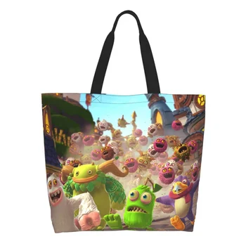 My Singing Monsters Bakalėjos pirkinių krepšys Kawaii spausdinimas Drobė Pirkėjas Pečių krepšiai Didelės talpos nešiojama rankinė