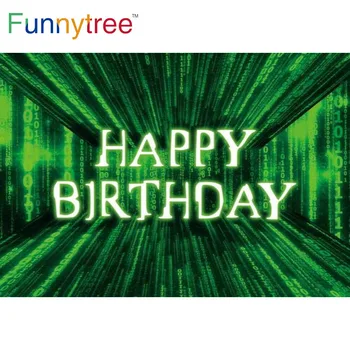 Funnytree Su gimtadieniu Fonas Virtualus pasaulis Ateities stilius Žalia kibernetinė erdvė Kodas Kūdikio dušas Fotografija Foto fonas