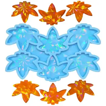 holografinės dervos formos silikoninės holografinės klevo lapų ornamento dervos formos klevo lapų pakabukų formos auskarams raktų pakabuko dekoras