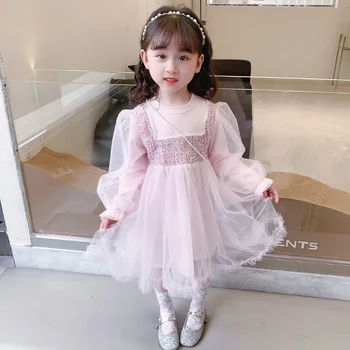 Mergaičių suknelė ilgomis rankovėmis 2023 m. pavasario nauja vaikiška marlės suknelė Egzotiška elegantiška kūdikio princesė Maža kvepianti su rankine
