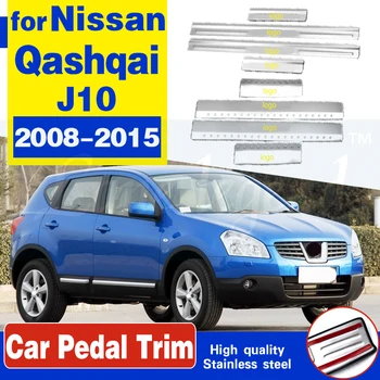 aukštos kokybės nerūdijančio plieno automobilis Vidinė išorinė įbrėžimo plokštė / durų slenksčio durų palangė Nissan Qashqai J10 2008-2015 8vnt