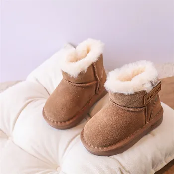 2023 Nauji žieminiai batai kūdikiams Natūralios odos šiltas pliušinis 