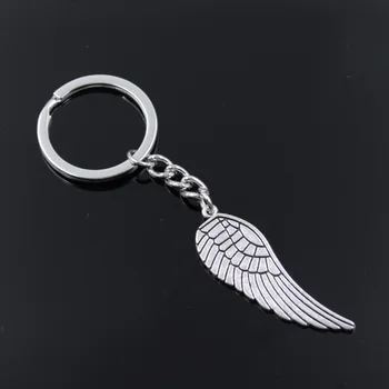 New Fashion Men 30mm automobilių raktų pakabukas Pasidaryk pats metalinis laikiklis Vintage Angel Wings 47x15mm sidabro spalvos pakabuko dovana