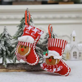 2023 Kalėdinės kojinės Naujųjų metų vakarėliui Dovanos Briedis Lokys Sniego senio dovanų krepšys Židinys Židinys Kalėdų eglutė Kabantys papuošalai Namų dekoracijos
