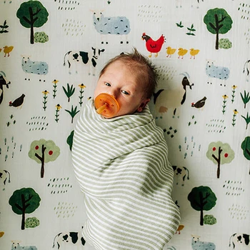 Naujagimio antklodė Žalia juostelė Muslinas Swaddle Medvilnės antklodės kūdikiams Naujagimio patalynė Motina Vaikas mesti antklodę