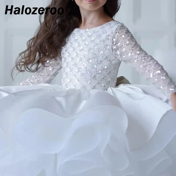 Naujos mergaitės Gėlės Princesė Vintažinė suknelė Tiulis Vaikai Vestido Vaikų lankas Vestuvių vakarėlis Gimtadienis Tutu suknelė Blizganti suknelė
