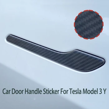 Automobilio durų rankenos lipdukas Tesla Model 3 Y 2017 - 2022 Door Wrap Cover Paste Model3 Model Y Priedai Anglies pluoštas