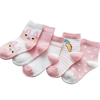 Suefunskry Baby Girls Boys Medvilninės kojinės Animacinio filmo modelio kojinės Minkštas kvėpuojantis tinklelis Plonos kojinės mažyliams ir vaikams 0-9 metų