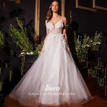 Aileen Ball Gown Prabangios moteriškos vakarinės suknelės Prabangios 2024 Mesh 3D gėlės Elegantiška svečio vestuvinė suknelė Es Sling White Prom