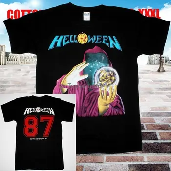 Helloween Septynių raktų saugotojas Gama Ray Iron Saviour Vyriški juodi marškinėliai Medvilniniai laisvalaikio trumpomis rankovėmis Juokingi marškiniai
