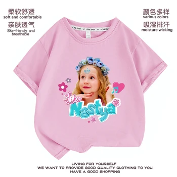 Vaikai mieli kaip Nastya marškinėliai Mergaitės Animacinis filmas Spausdinti marškinėliai Baby Kawaii marškinėliai Vaikai Trumpomis rankovėmis Trikotažo viršūnės Camiseta