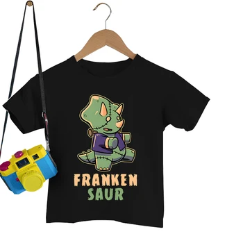Frankensaur Print Vaikiški marškinėliai Vasaros animacinis filmas Baby Boys Girls Drabužiai Vaikams Mieli Anime Dragon Casual Tee marškinėliai O-kaklas Tshirt