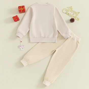 Mažylio berniuko apranga Laiškų spausdinimas Džemperiai ilgomis rankovėmis Elastinės kelnės Komplektas naujagimių mergaičių drabužiams