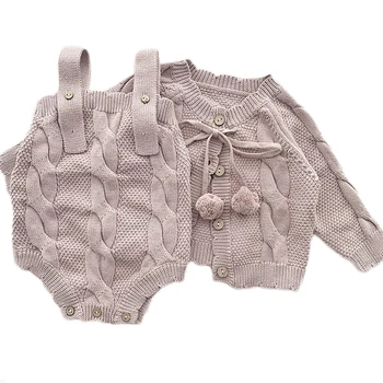 2022 Kūdikių mergaičių mezgimo drabužių rinkiniai ilgomis rankovėmis Princesės megztinio paltas +Rompers Pavasario rudens mažylių mergaičių drabužių kostiumas