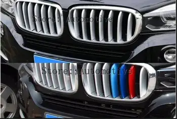 14vnt Priekinių grotelių dangtelio apdaila ABS Chrome blizgučiai BMW X5 X6 F16 F15 2014 2015 2016 2017 Automobilių aksesuarai Karštas išpardavimas