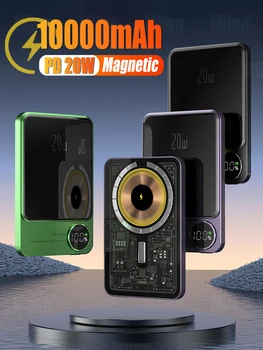 10000mAh magnetinis maitinimo blokas PD20W 15W belaidis greitas įkrovimas Nešiojama išorinė MagSafe pagalbinė baterija iPhone mobiliajam telefonui