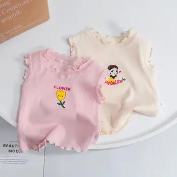 IENENS Baby Girls Sleeve Tee O-neck Cartoon Liemenė T Thin Cotton Tops Summer Kids Casual Clothes 1 2 3 4 5 6 Years Sweet T-shirt