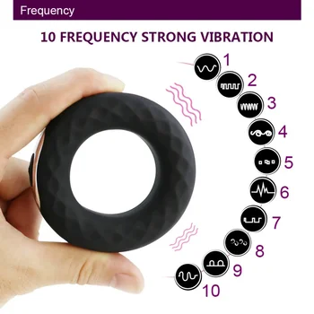 Silikoninis varpos žiedas Gaidžio vibratorius Sekso žaislai vyrams Varpa Masažuoklis USB Įkraunamas gaidžio žiedas Atidėti ejakuliaciją 10 Dažnis
